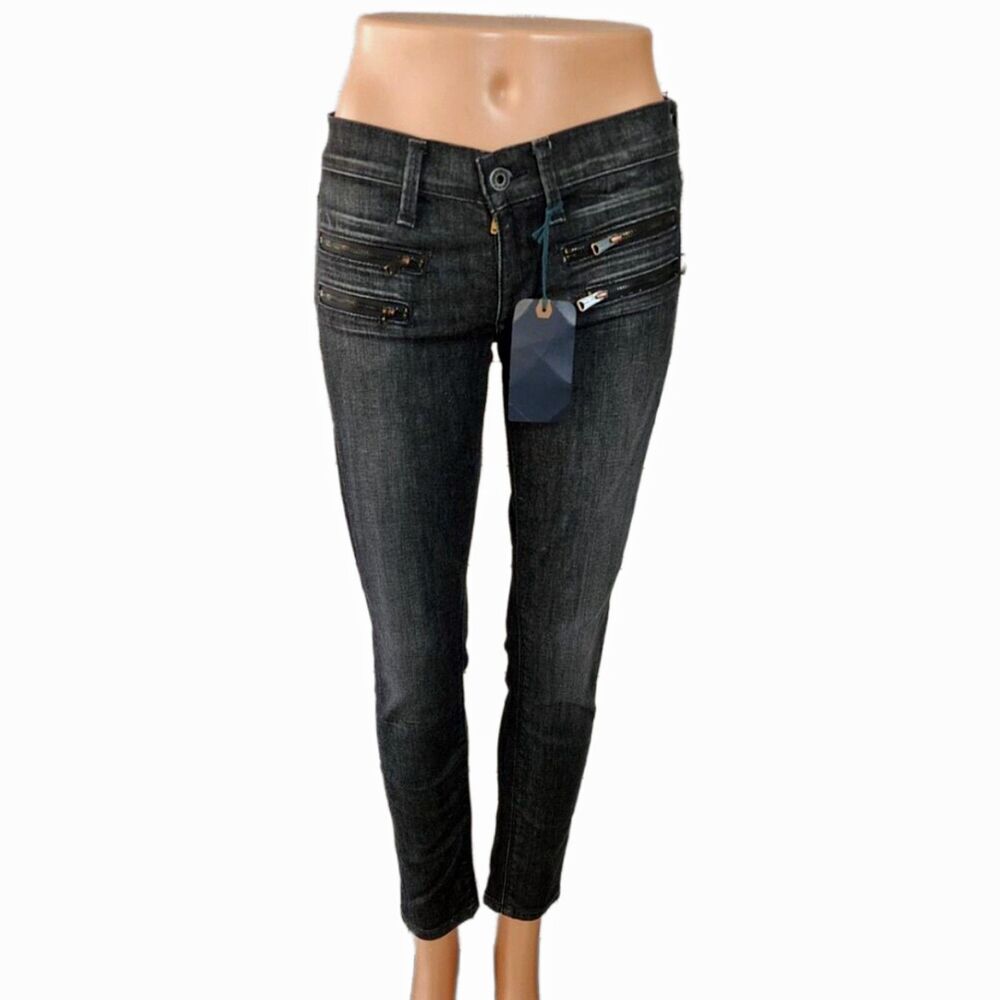 NWT Lucky Brand Charlie Skinny Moto Jeans -  Size 2 / 26 - Low Rise Ankle